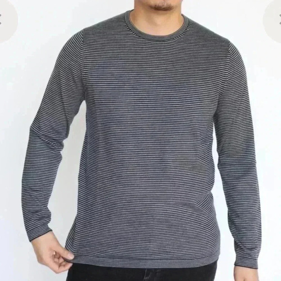 PATRICK ASSARAF STRIPED CREWNECK MERINO WOOL SWEATER NEW - Picture 6 of 6